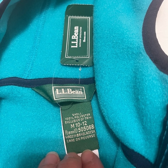 L.L. Bean Jacket Girls M -10-12 Blue Mountain Classic Fleece Hooded Full Zip - Picture 6 of 14